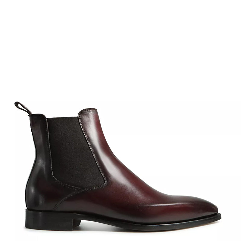 Premium Pure Solid Leather Chelsea Boot Burgundy