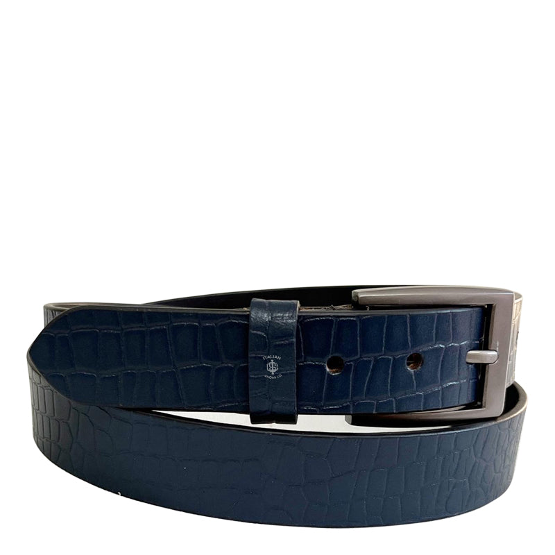 Serpente Leather Belt Blue