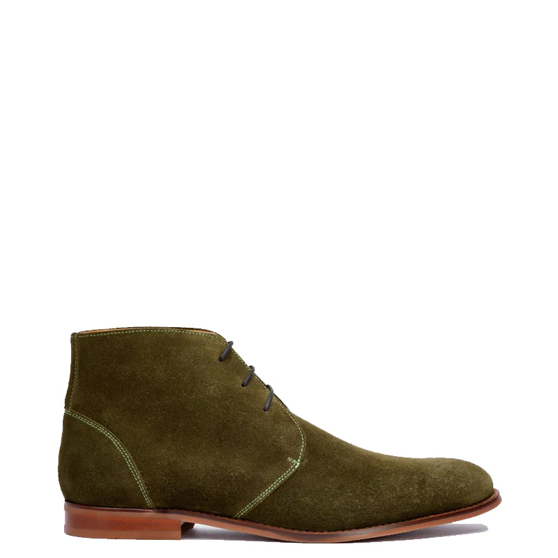 Men Suede Handmade Leather Chukkas Boot Green
