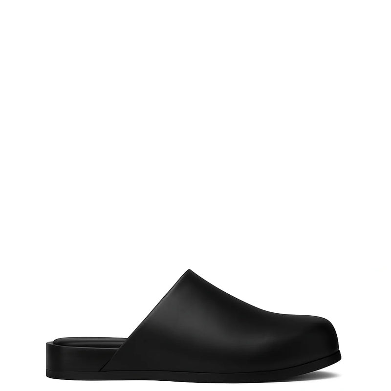 Black Leather Men Mule