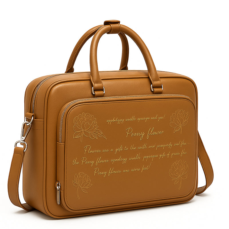 Italian Brown Men's Printed Leather Laptop Bag