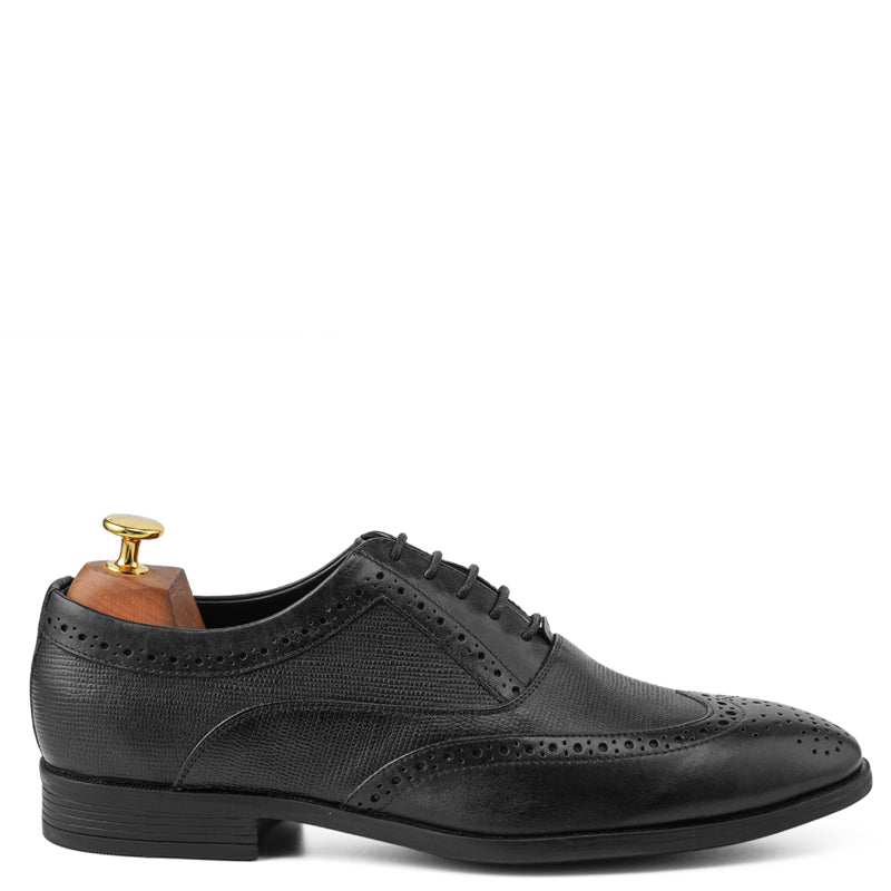 Wingtip Handmade Solid Leather Oxford Shoe Black