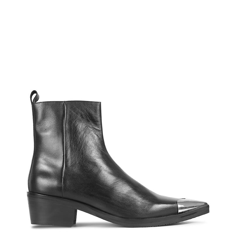 Luxury Premium Metal-Toe Leather Black Boot For Men