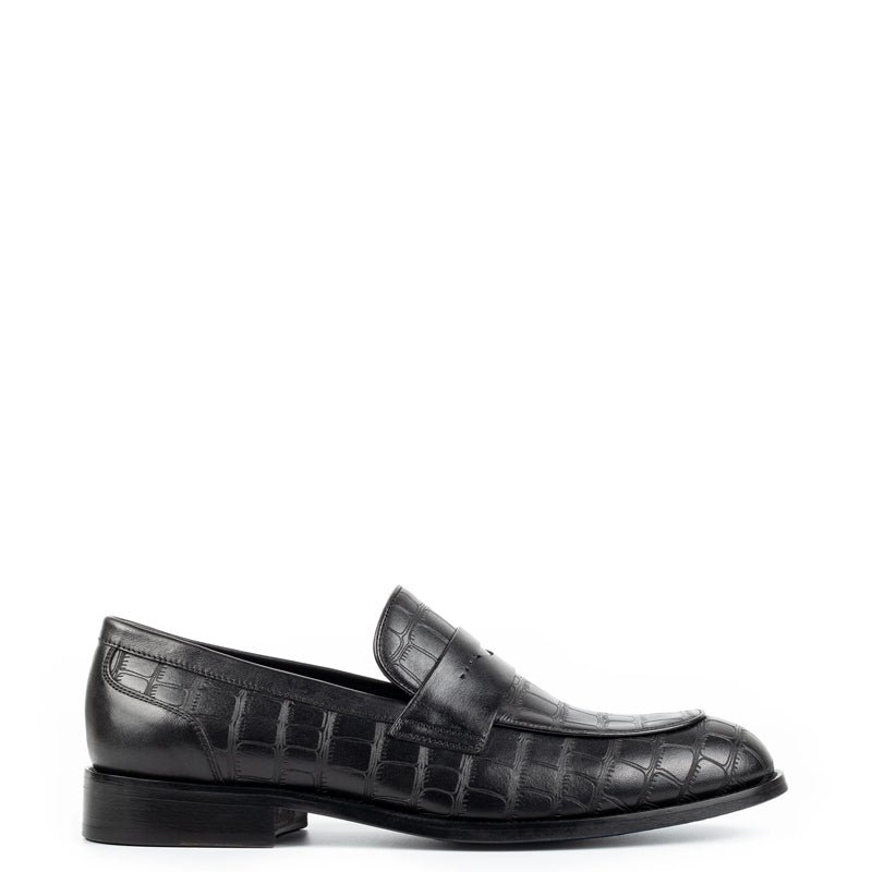 Handmade Pure Solid Leather Penny Black Loafer