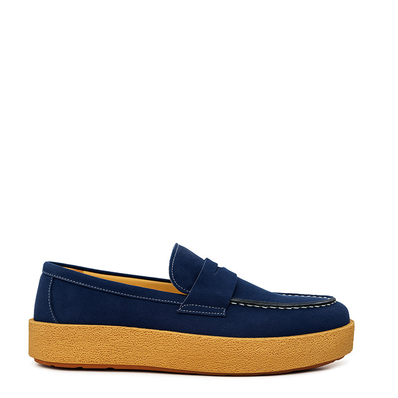 Men Suede Round Toe Loafer Blue