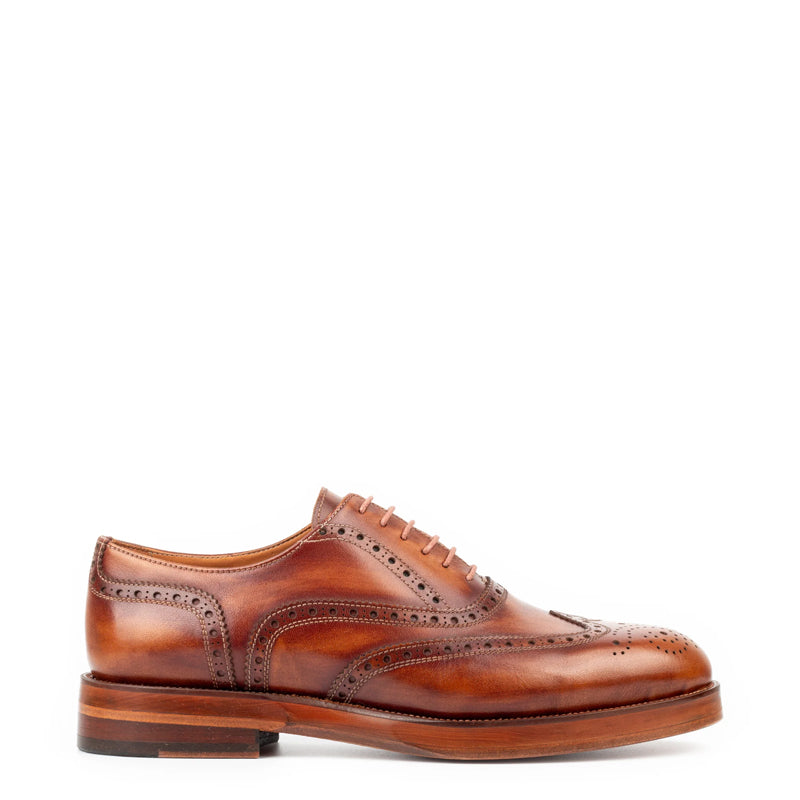 Classic Design Wingtip Pure Leather Oxford Shoe Blue