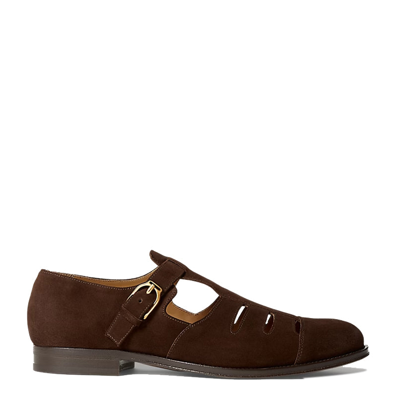 Suede Leather Closed Toe Fisherman Brown Sandal