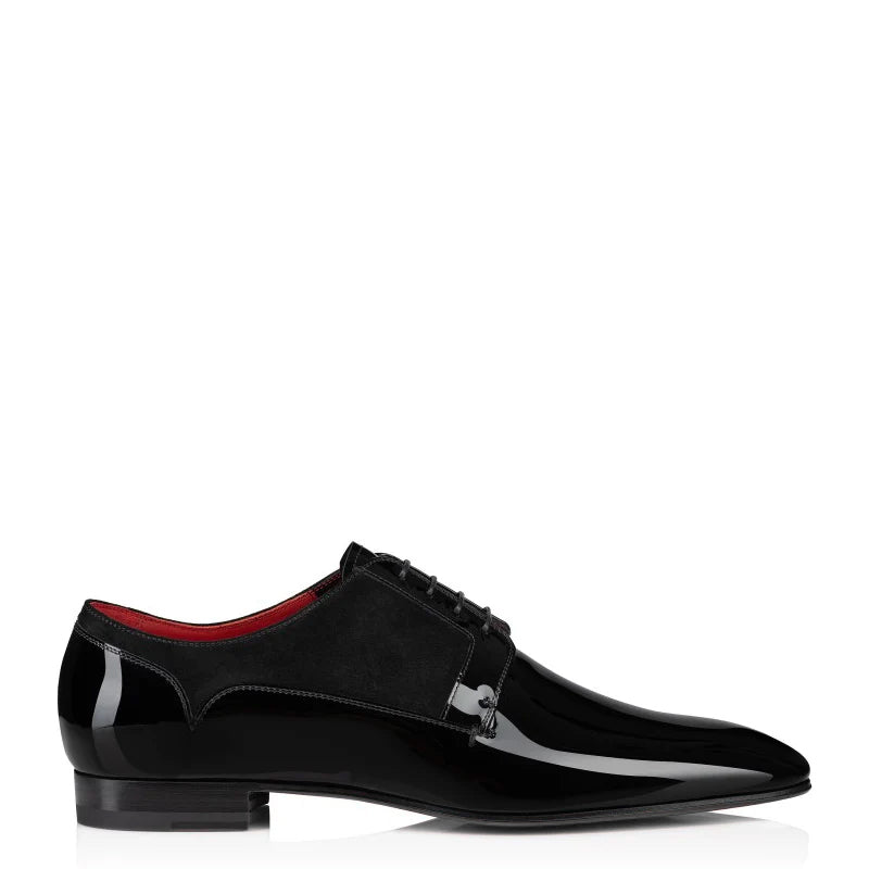 Patent Shiny Leather Square Toe Derby Shoe Black
