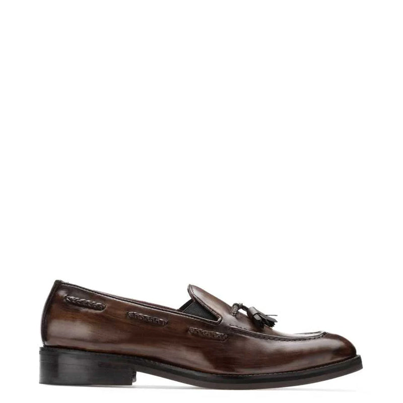Pure Leather Classic Side-Lacing Brown Tassel Loafer