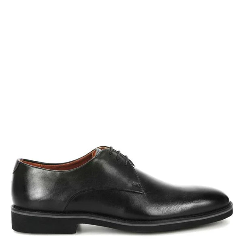 Men Plain Toe Leather Formal Derby Black Shoe