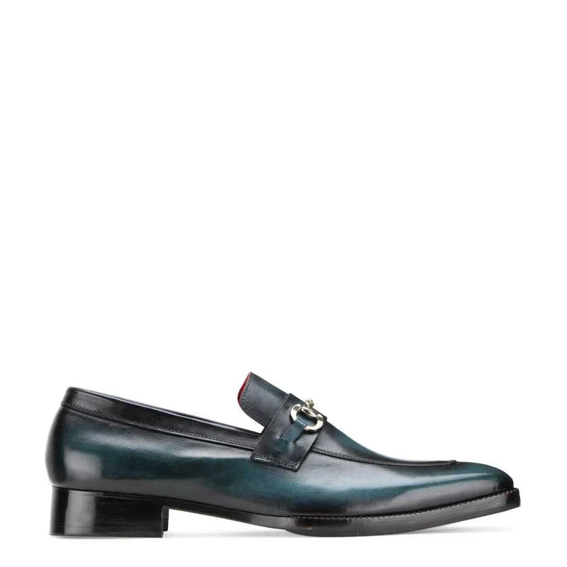 Dual Shade Leather Horsebit Buckled Loafer Blue