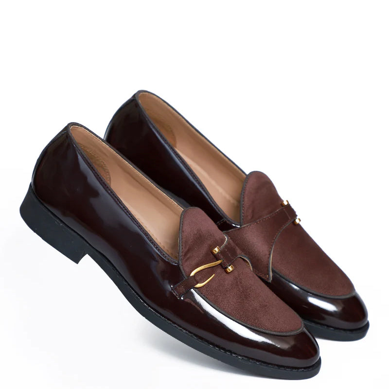 Patent Handmade Leather Brown Loafer For Men