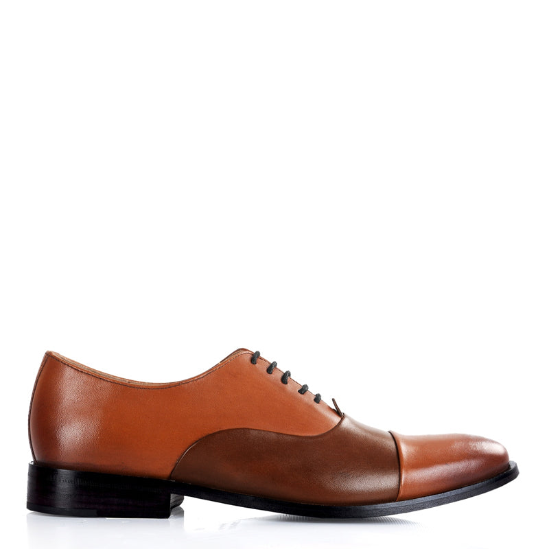 Premium Toe-Cap Leather Oxford Shoe Tan and Coffee For Men