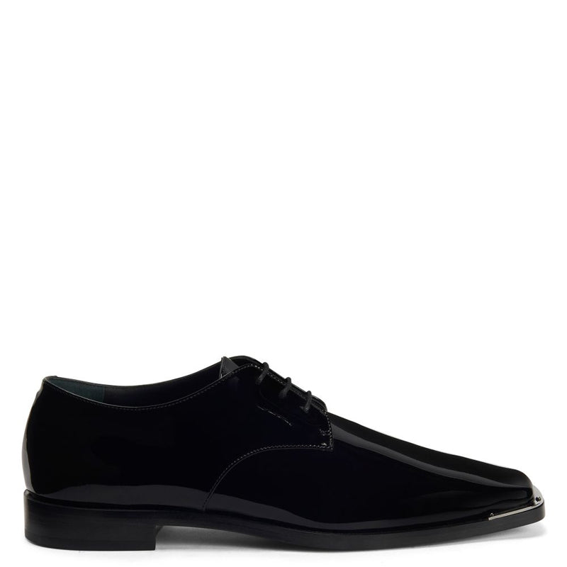 Patent Shiny Leather Plain Toe Derby Shoe Black