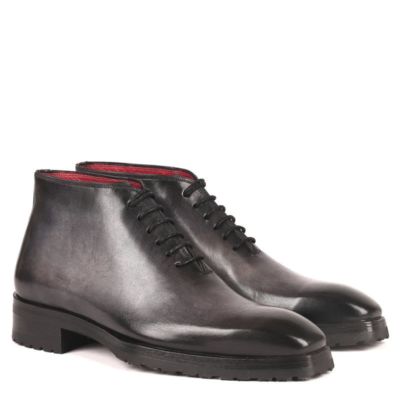 Men Custom Handmade Leather Ankle Boot Grey