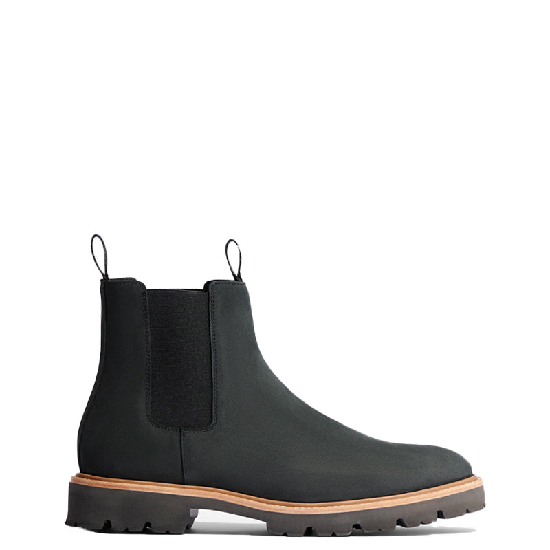 Midnight Double Strip Leather Black Chelsea Boot