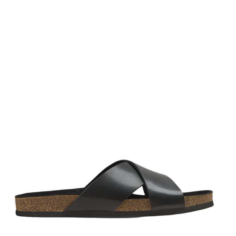 Pure Elegance Black Leather Slipper