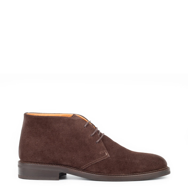 Men Mid-Top Solid Suede Leather Chukkas Boot Brown