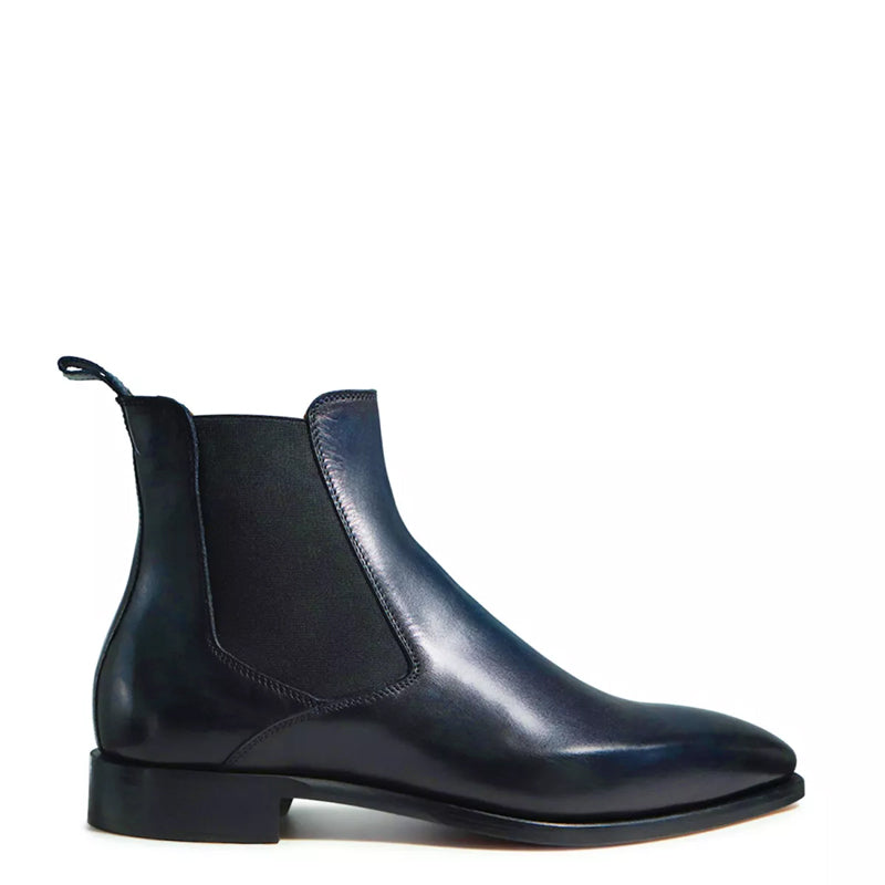 Patina Classic Mid-Top Leather Chelsea Boot Dark Blue