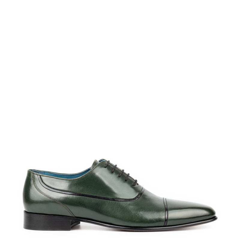 Premium Shiny Leather Lace-Up Formal Oxford Green Shoe
