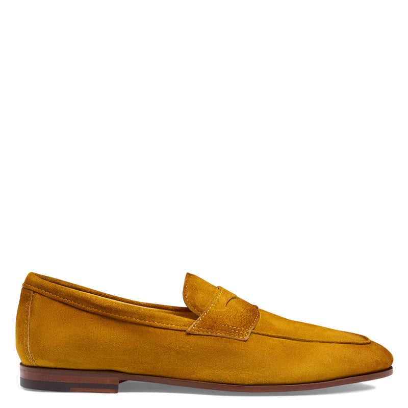 Men’s Yellow Suede Penny Loafers – Classic Slip-On