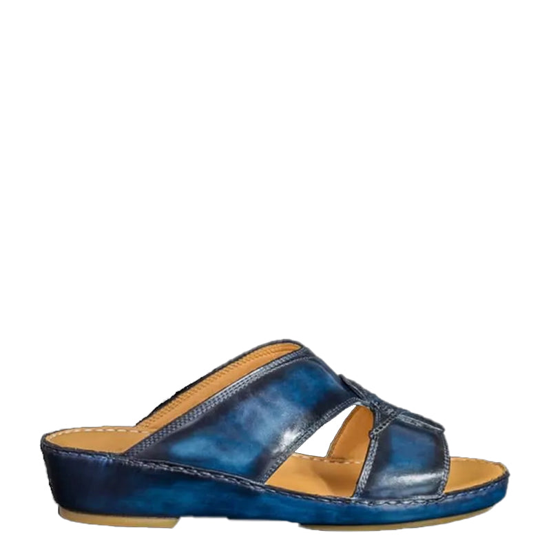 Handmade Solid Leather Comfort Arabic Blue Sandal