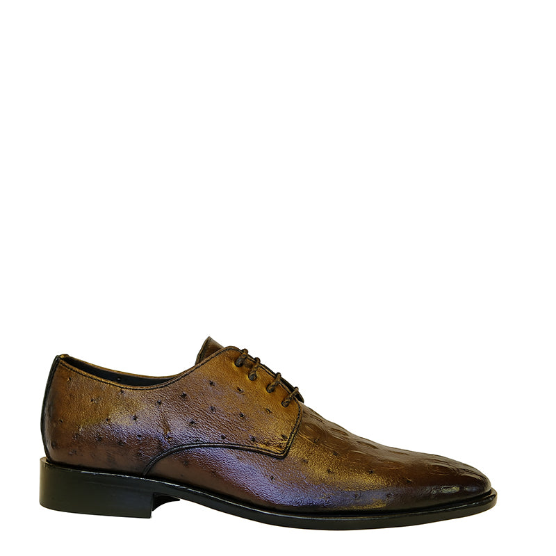 Luxury Brown Textured Lace-up Dress Shoes with Pointed Toe