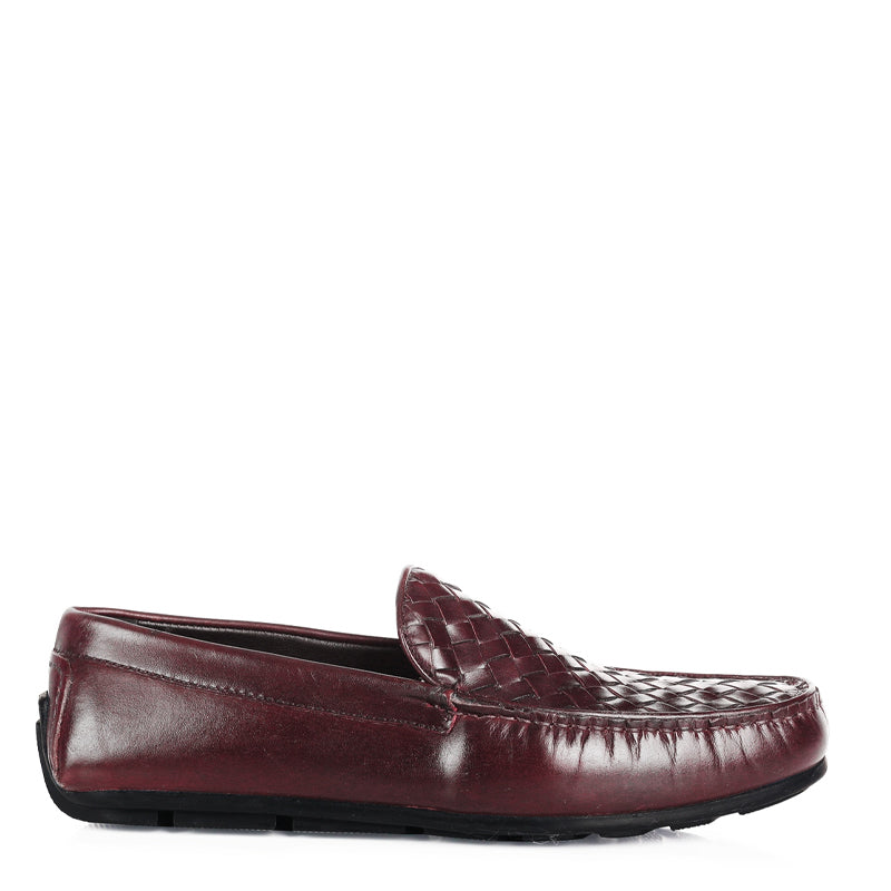 Men Solid Casual Leather Burgundy Loafer