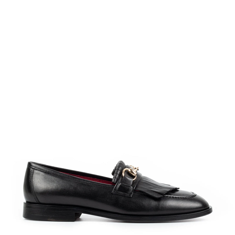 Men Solid Leather Formal Buckled Loafer