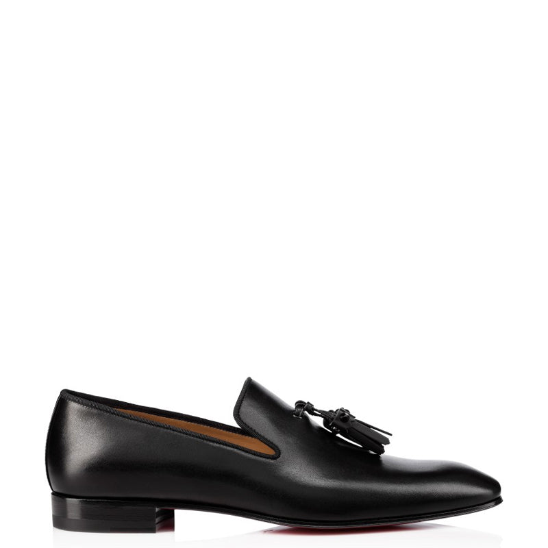 Polished Leather Tassel Loafer Black For Men