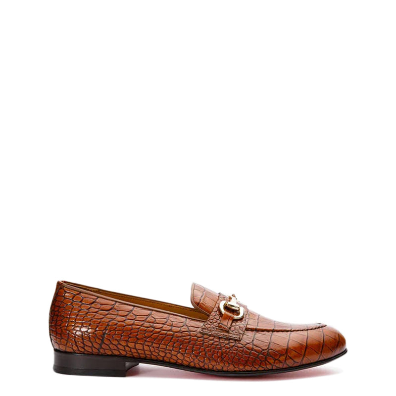 Brown Leather Bit Loafer Men Shoes