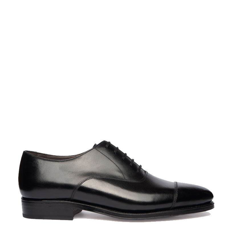 Classic Design Captoe Plain Leather Oxford Shoe Black