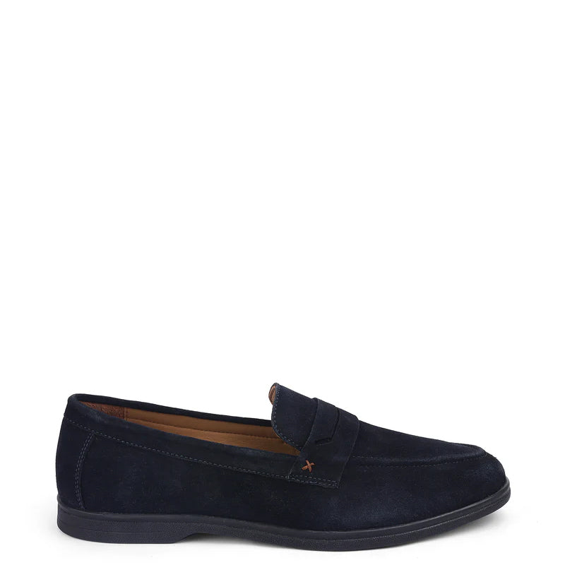 Suede Casual Leather Penny Blue Loafer For Men