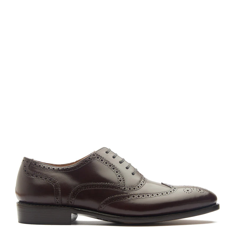 Men Lace-Up Leather Wingtip Oxford Brown Shoe