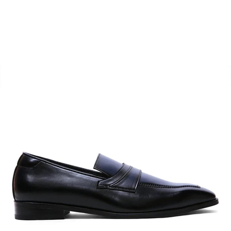 Classic Design Penny Shiny Leather Blue and Black Loafer