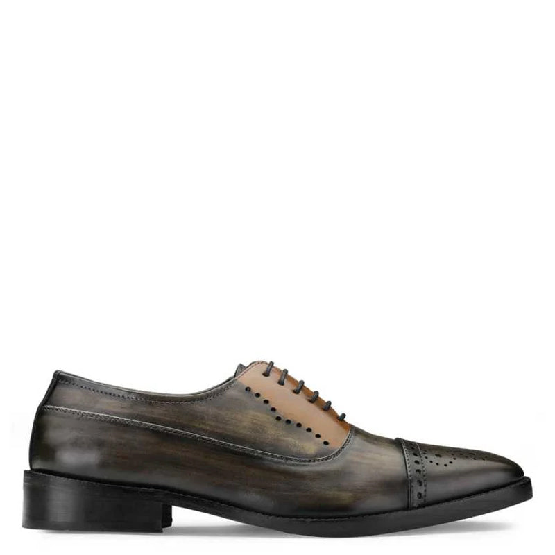 Espresso Brown Medallion Captoe Leather Oxford Shoe