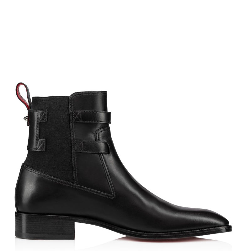 Double Leather Buckle Chelsea High Ankle Boots