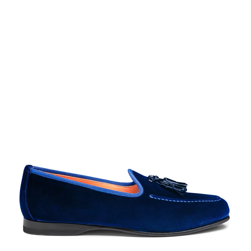 Suede Andrea Velvet Leather Tassel Blue Loafer
