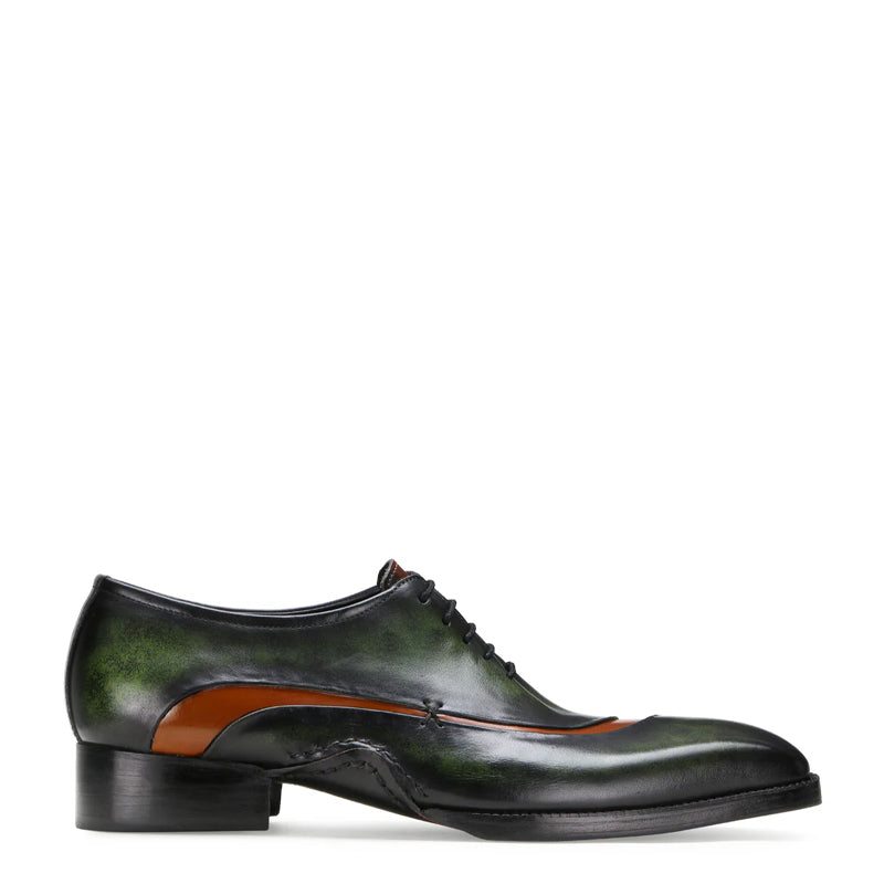 Handcrafted Leather Oxford in Forest Green & Burnished Chestnut