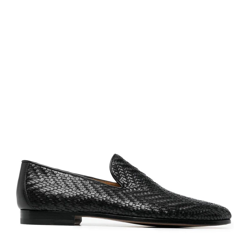 Handmade Woven Solid Leather Loafers
