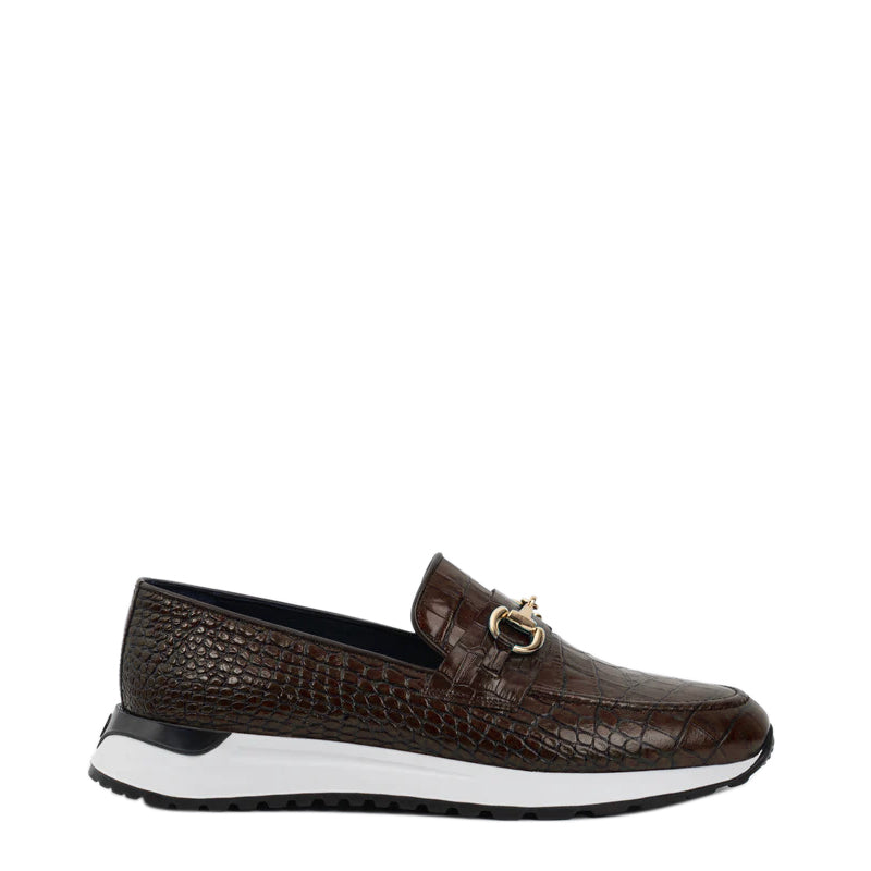 Crocodile Leather Loafer Men's Shoe Brown