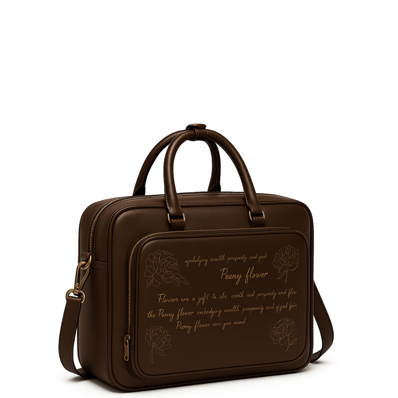 Italian Tan Men's Printed Leather Laptop Bag