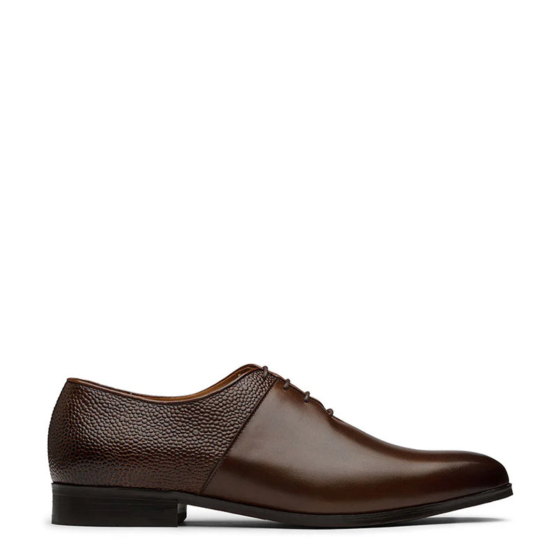 Double Textured Luxury Leather Oxford Shoe Brown