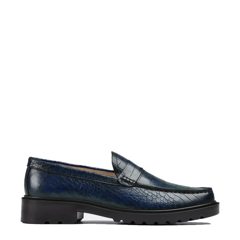 Men's Round Toe Croc Loafers Black