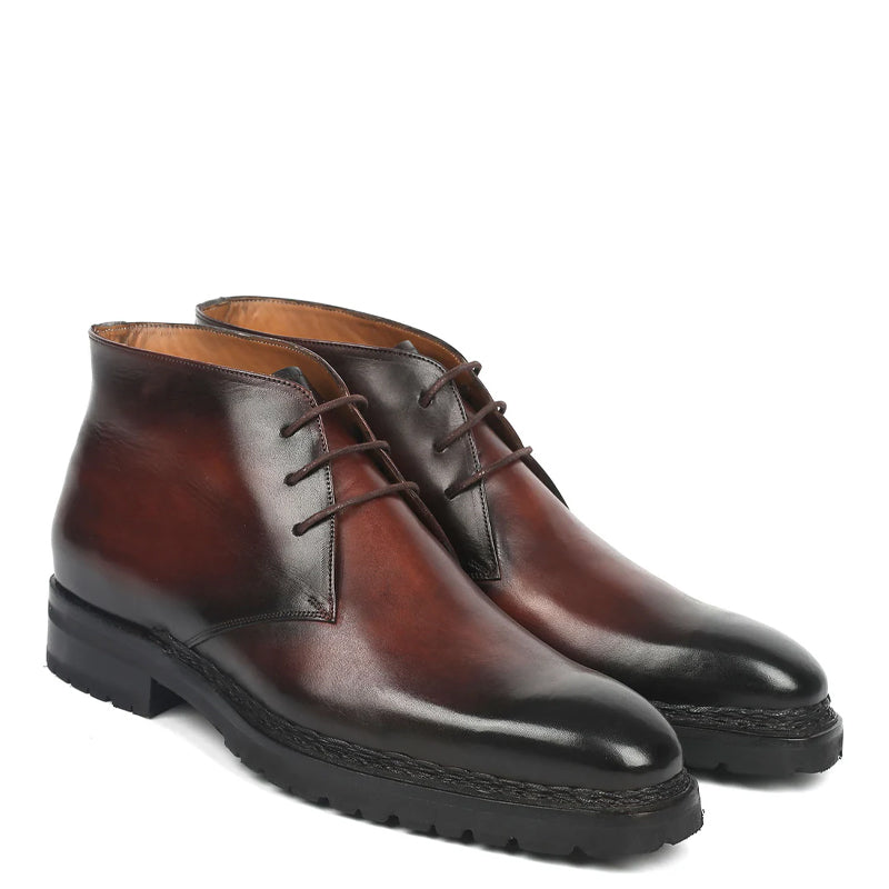 Classic Plain Solid Leather Chukkas Boots