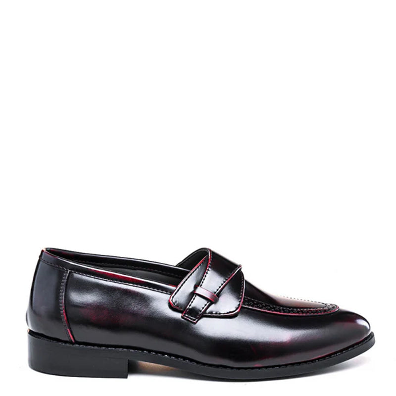 Men Classic Patent Shiny Leather Burgundy Loafer