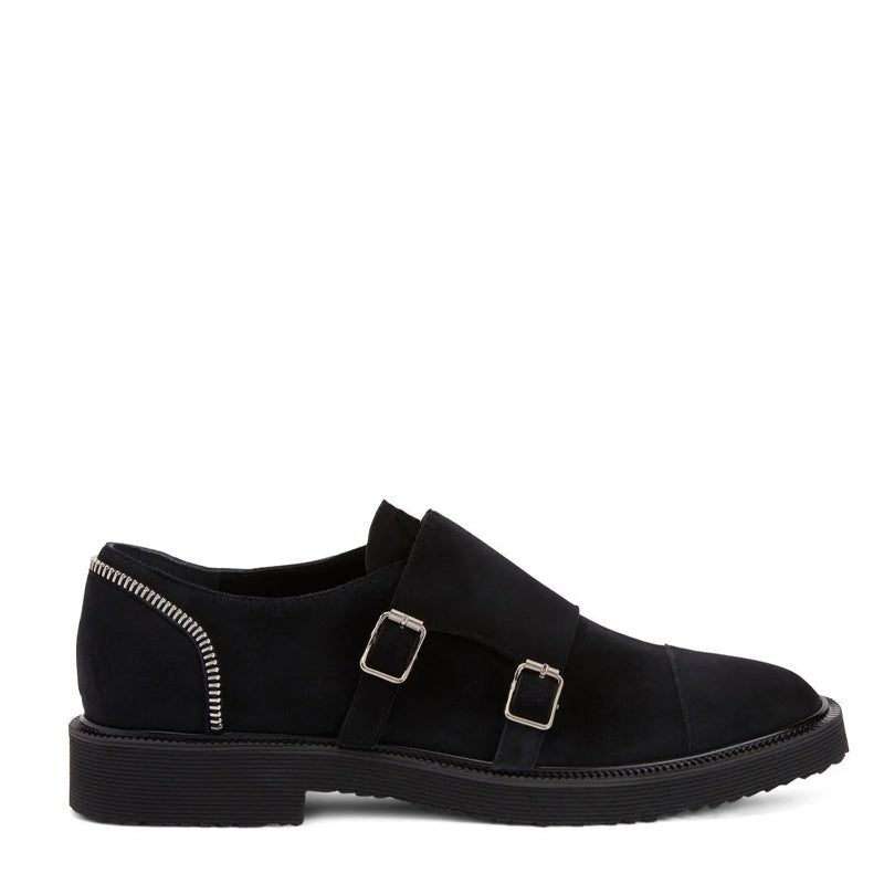 Monk Steep zip-trimmed Suede Loafer