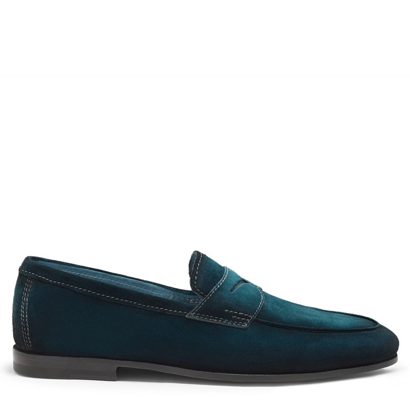 Men’s Green Suede Penny Loafers – Classic Slip-On