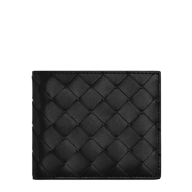 Leather Double Fold Bifold Black Wallet