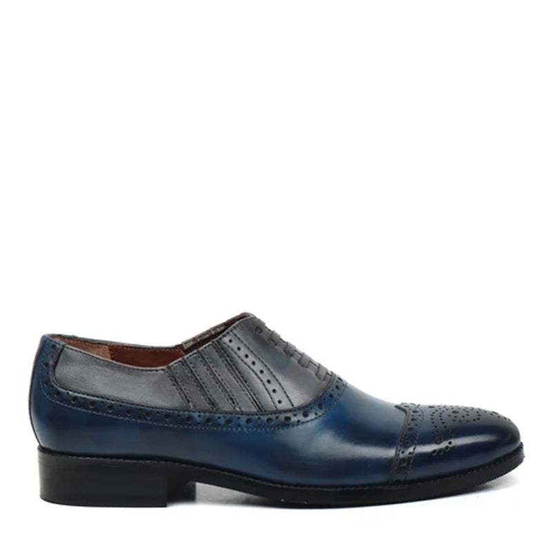 Classic Dual Tone Leather Stylish Wingtip Oxford Shoes